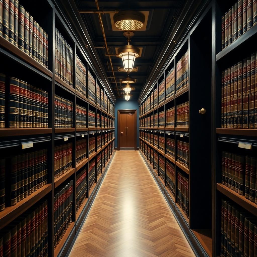 Institutional archive of leather-bound ledgers