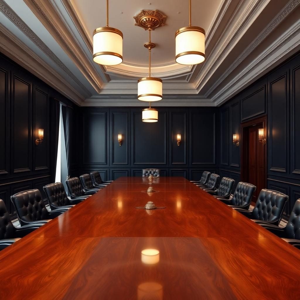 Stately boardroom with mahogany table