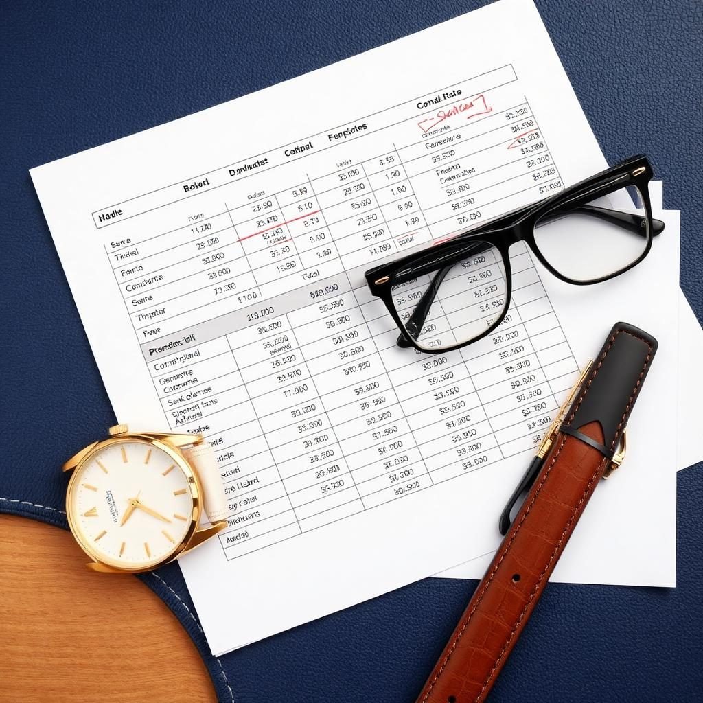Hand annotating spreadsheets with red pen